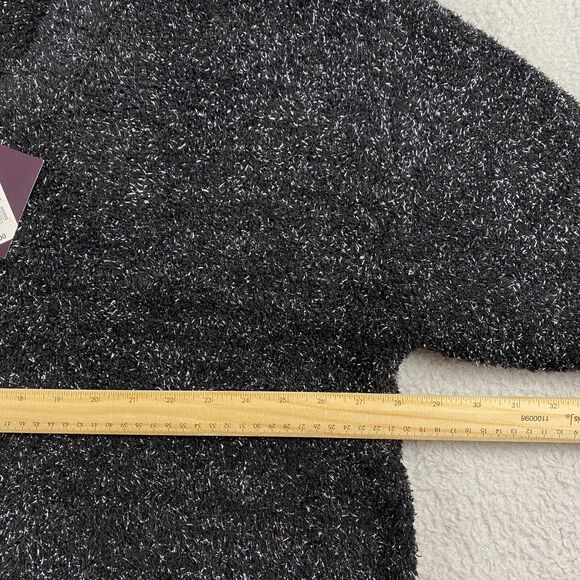 Ava & Viv Womens Sweater V Neck Black Silver Metallic Plus Size 3X (24W/26W) NWT - Picture 6 of 8